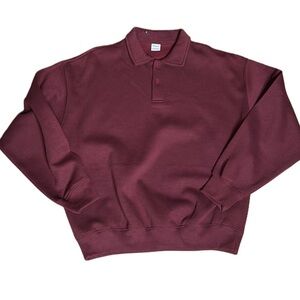 J.O & CO maroon burgundy half button collar
sweatshirt unisex sz L